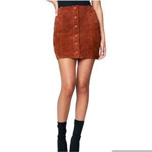 Blank NYC button Sun Valley leather suede skirt